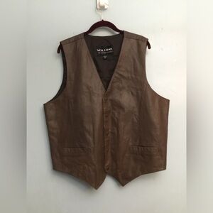 Wilson Brown Leather Vest with V-Neck